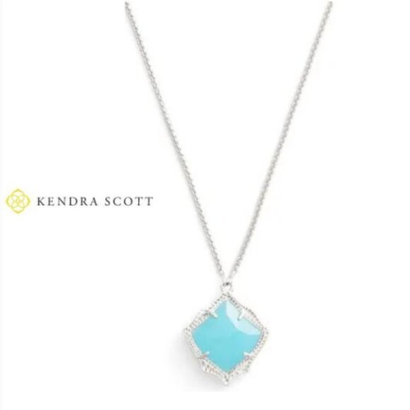 Kendra Scott Kacey Aqua Chalcedony Necklace - NWT - Picture 1 of 14